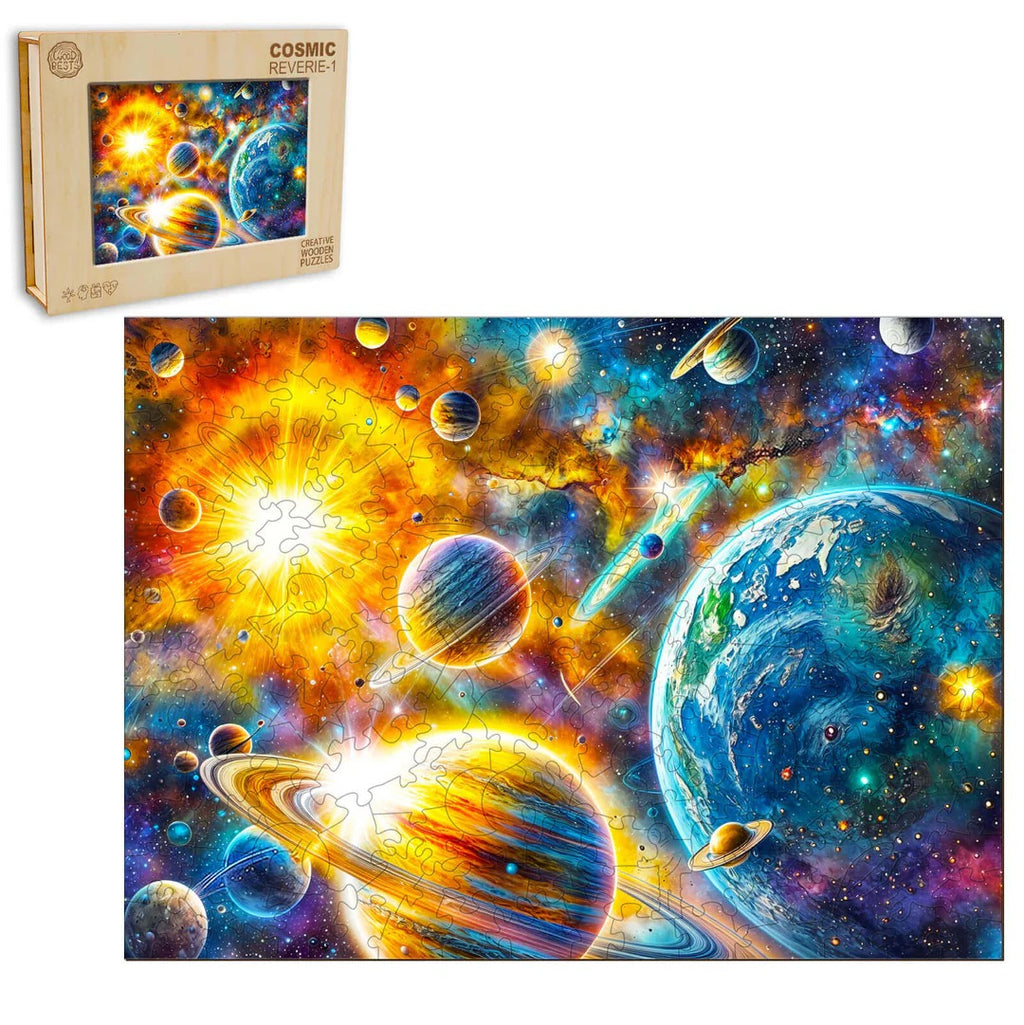 Whimsical Wooden Jigsaw Puzzle-Cosmic Reverie-1