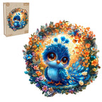 Whimsical Wooden Jigsaw Puzzle-Little Peacock