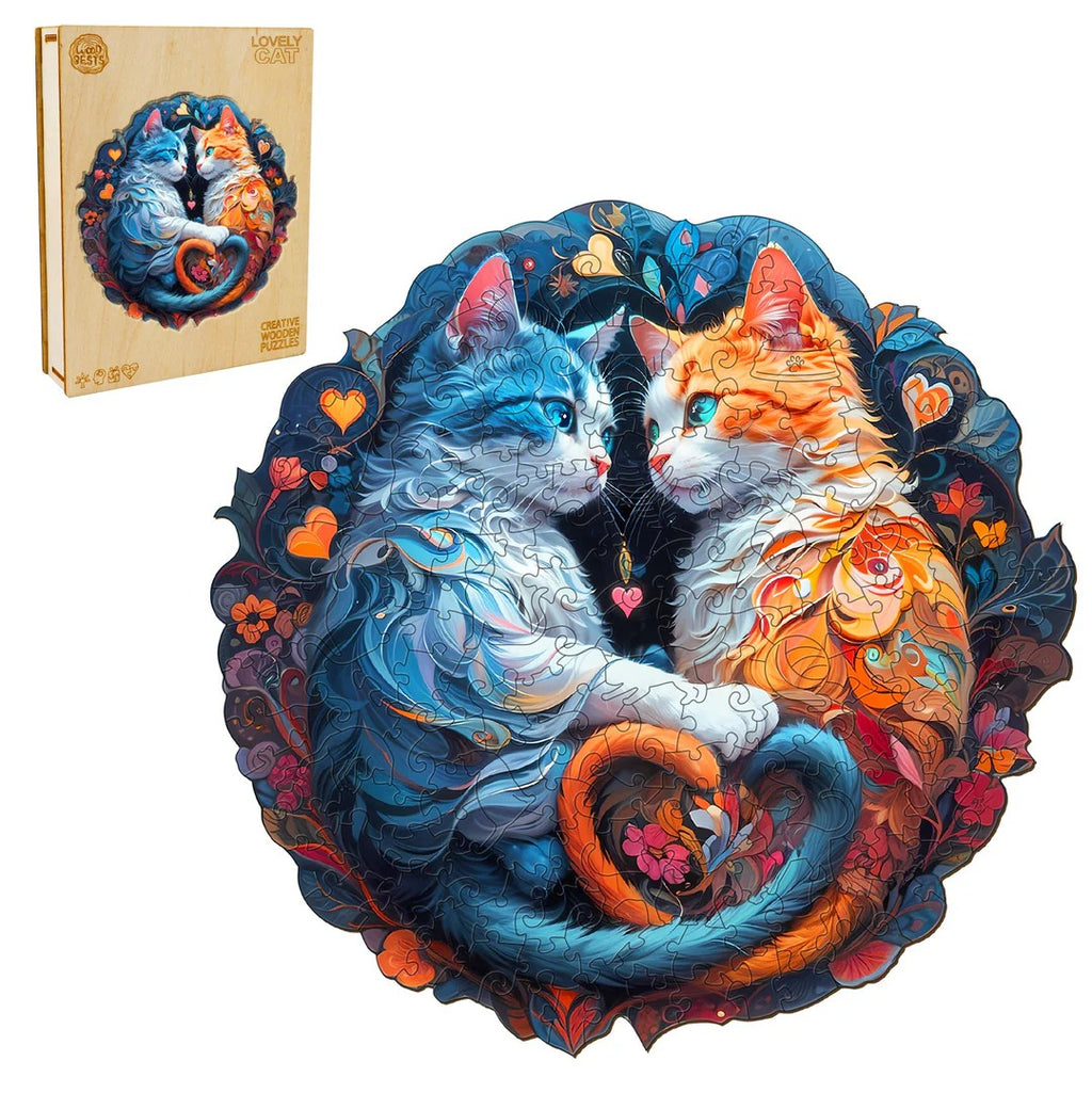 Whimsical Wooden Jigsaw Puzzle-lovely Cats