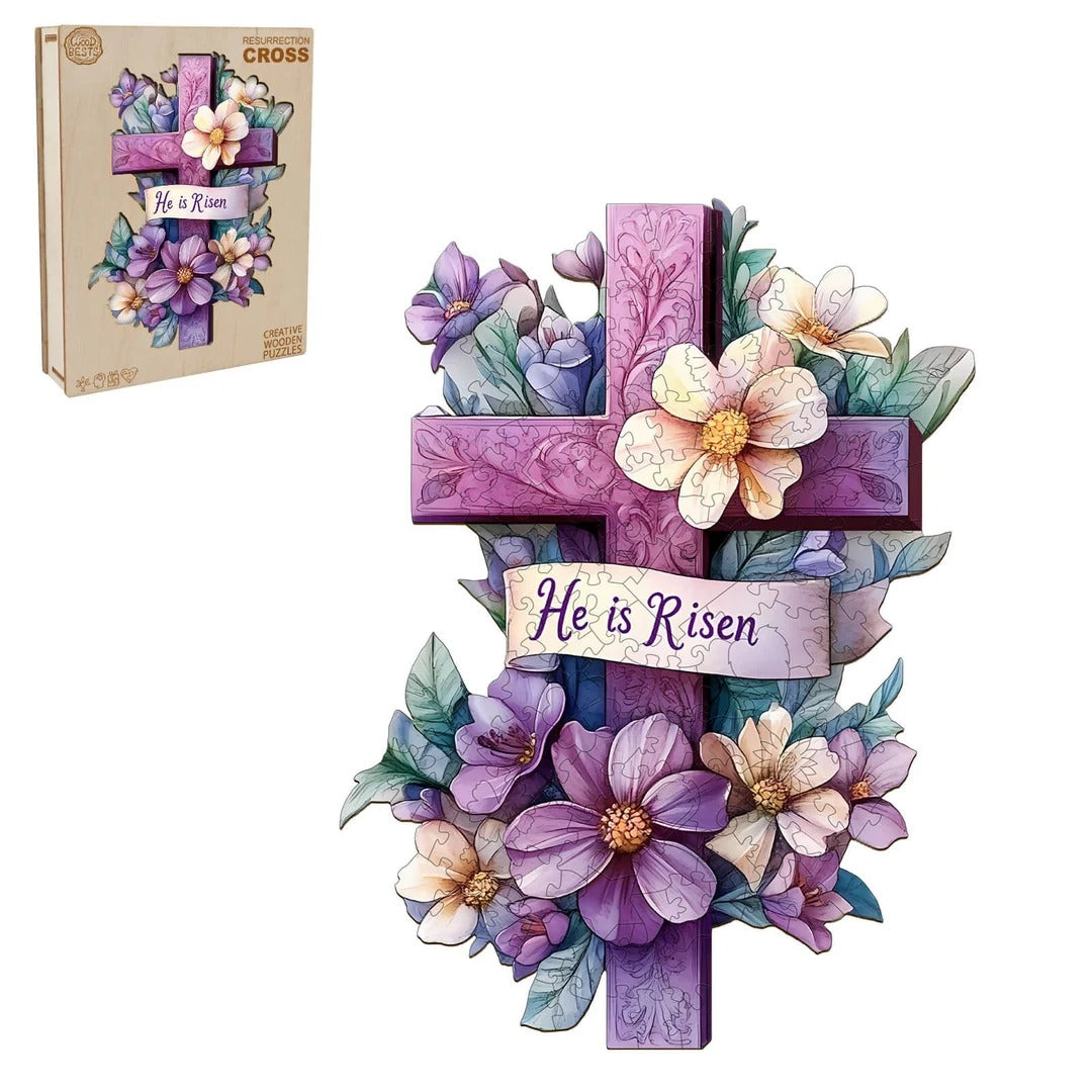 Whimsical Wooden Jigsaw Puzzle- Resurrection cross