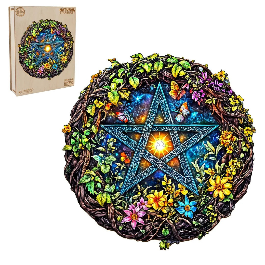 Whimsical Wooden Jigsaw Puzzle- Natural Starburst