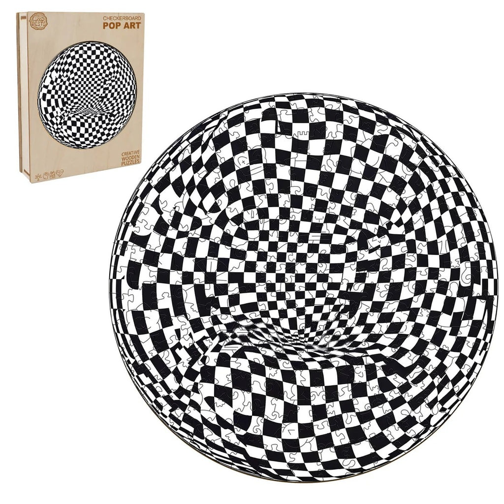 Whimsical Wooden Jigsaw Puzzle- Checkerboard pop art