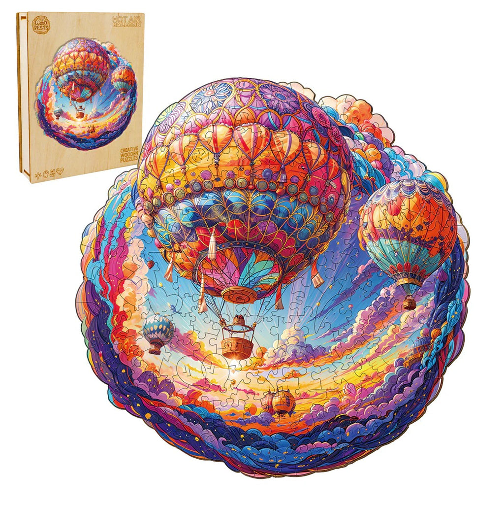Whimsical Wooden Jigsaw Puzzle- hot air balloon