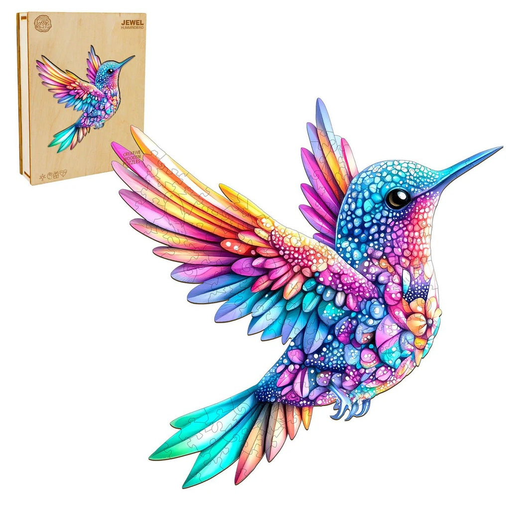 Whimsical Wooden Jigsaw Puzzle- Jewel hummingbird