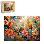 Whimsical Wooden Jigsaw Puzzle-Hummingbird Garden