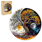 Whimsical Wooden Jigsaw Puzzle- sun and moon tree of life