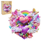 Whimsical Wooden Jigsaw Puzzle- Rainbow cloud