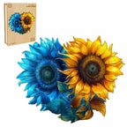 Whimsical Wooden Jigsaw Puzzle- yin yang sunflower