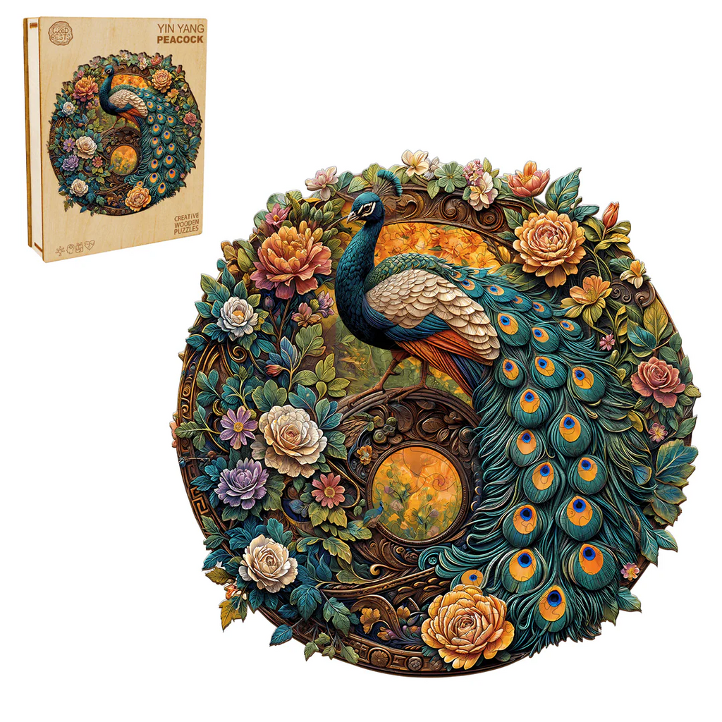 Ausgefallenes Holz-Puzzle – Yin-Yang-Pfau