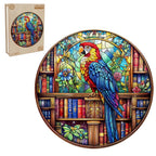 Whimsical Wooden Jigsaw Puzzle- library parrot