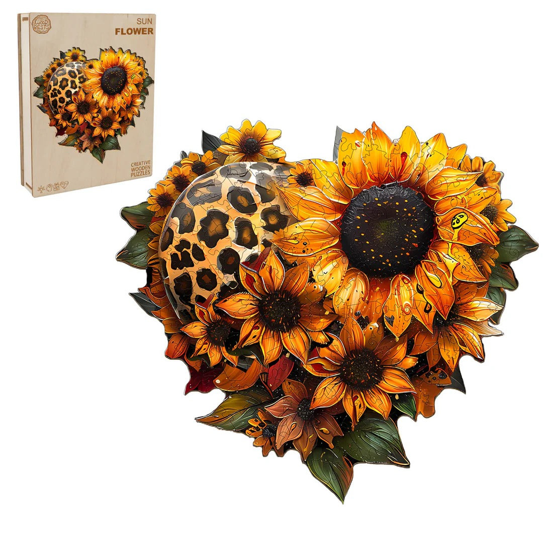 Whimsical Wooden Jigsaw Puzzle- sunflower