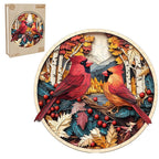 Whimsical Wooden Jigsaw Puzzle-Autumn Cardinal