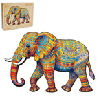 Whimsical Wooden Jigsaw Puzzle-Walking Elephant