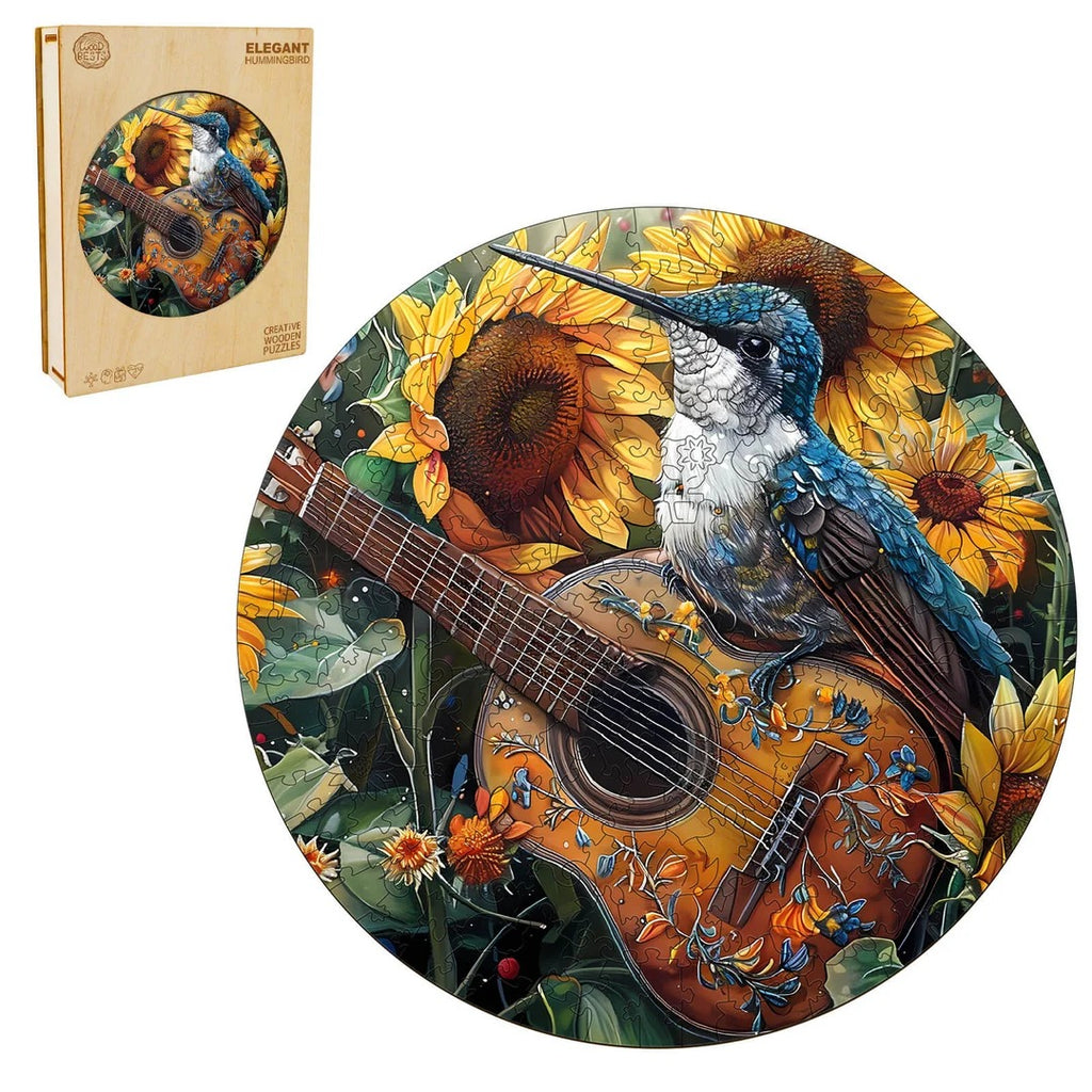 Ausgefallenes Holz-Puzzle – Eleganter Kolibri