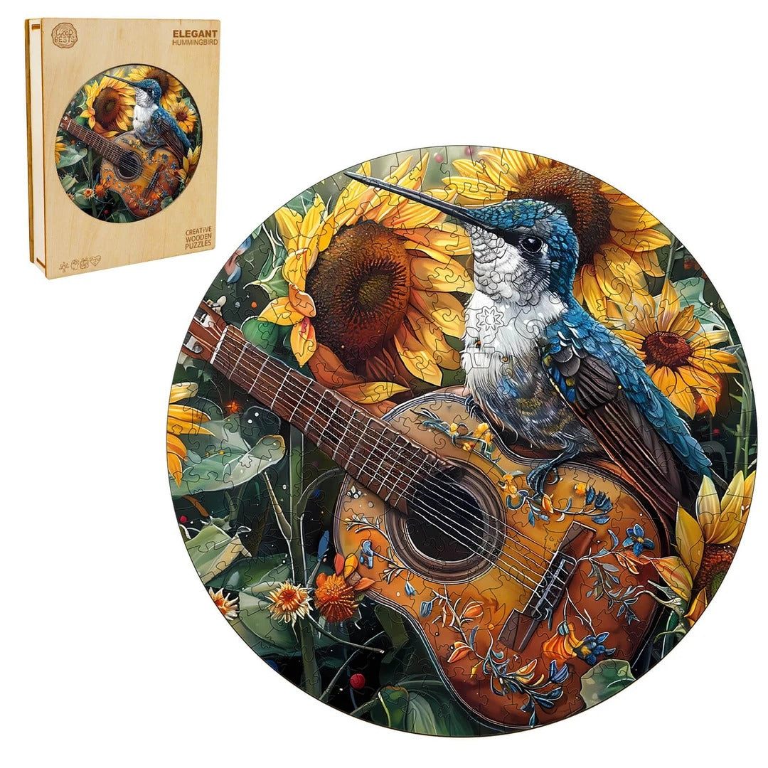 Ausgefallenes Holz-Puzzle – Eleganter Kolibri