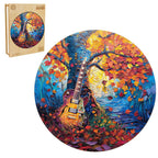Whimsical Wooden Jigsaw Puzzle- Autumn guitar