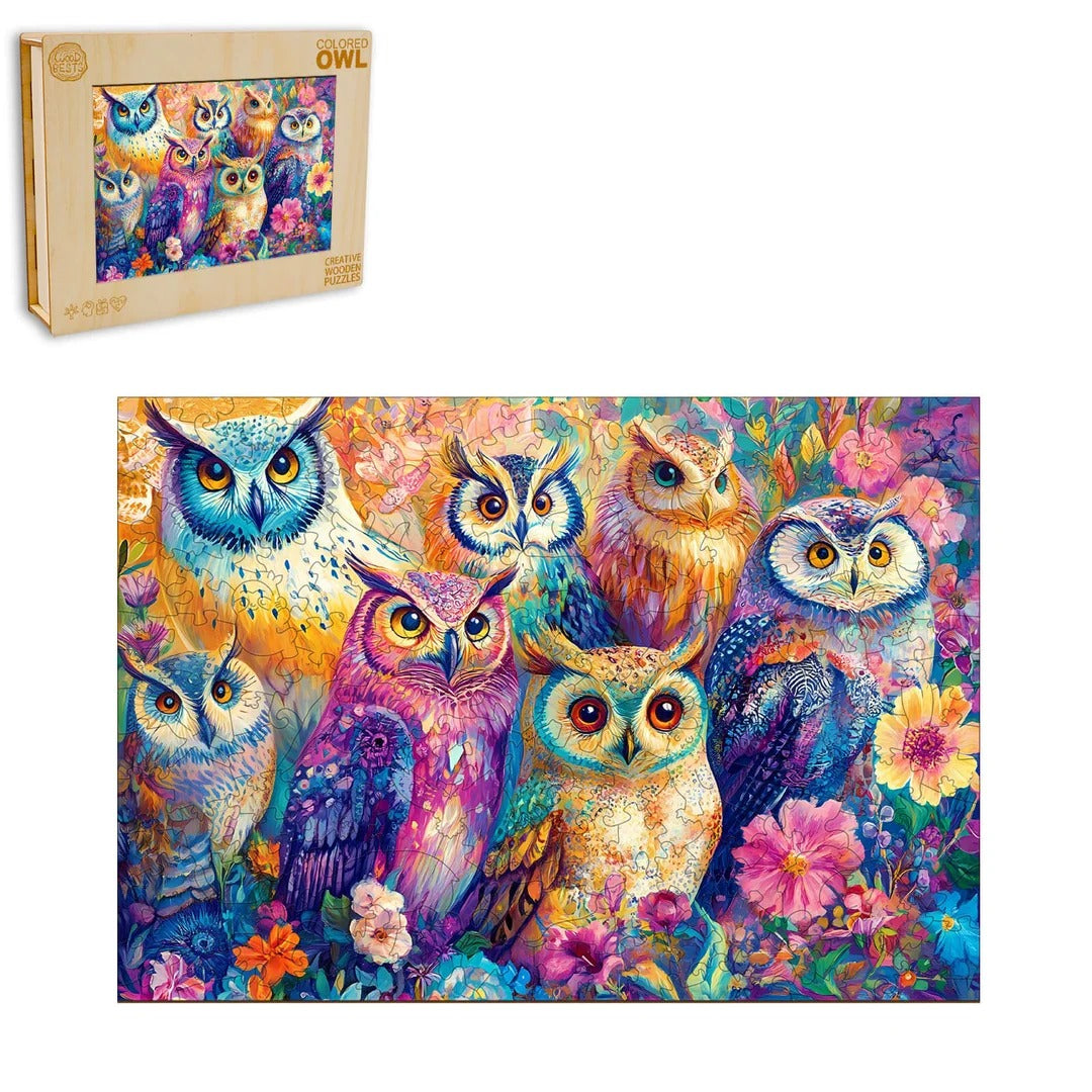 Whimsical Wooden Jigsaw Puzzle- Colored owl