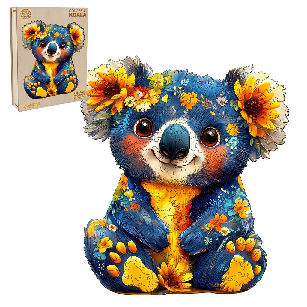Whimsical Wooden Jigsaw Puzzle- Colorful koala