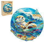 Whimsical Wooden Jigsaw Puzzle- leisurely otter