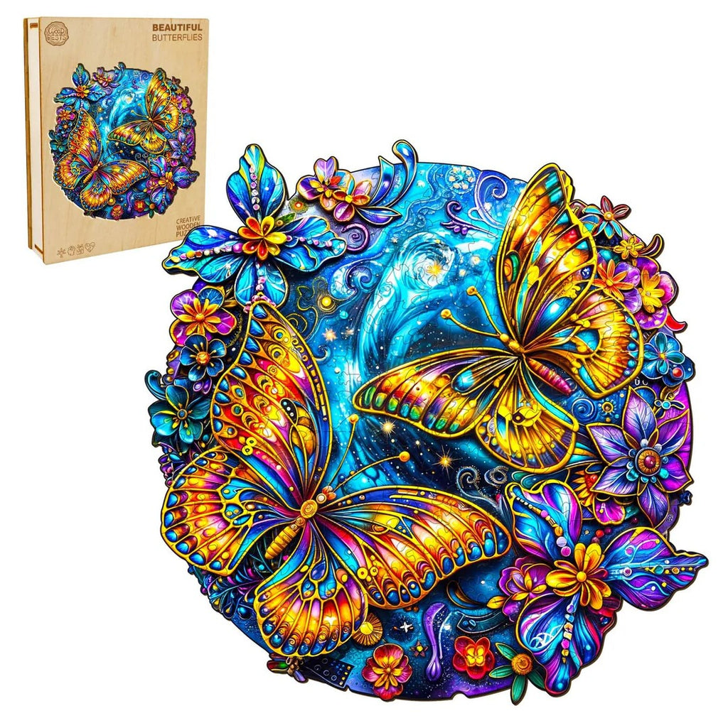 Whimsical Wooden Jigsaw Puzzle-Beautiful Butterflies