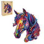 Whimsical Wooden Jigsaw Puzzle- colorful horse