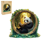 Whimsical Wooden Jigsaw Puzzle- Bamboo Grove Scholar Panda