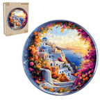 Whimsical Wooden Jigsaw Puzzle-Santorini