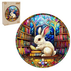 Whimsical Wooden Jigsaw Puzzle- Library Rabbit