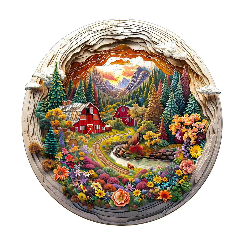 Whimsical Wooden Jigsaw Puzzle- 3D farm