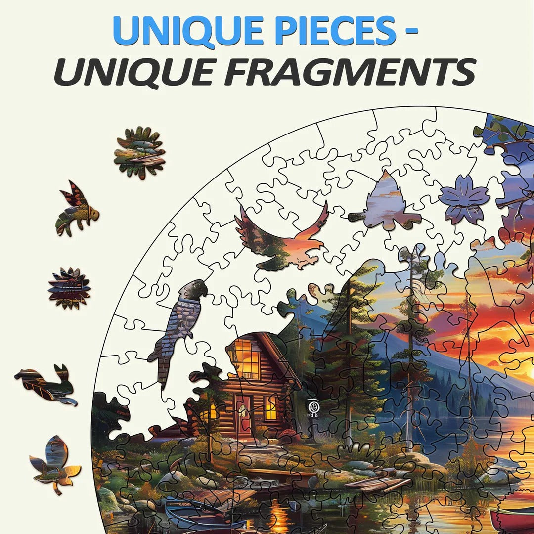 Whimsical Wooden Jigsaw Puzzle-canoe lake-2