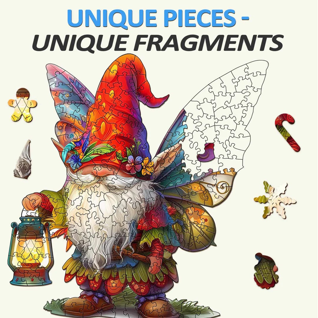 Whimsical Wooden Jigsaw Puzzle- christmas gnome
