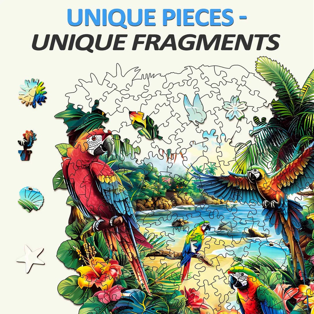 Casse-tête en bois fantaisie - perroquet tropical