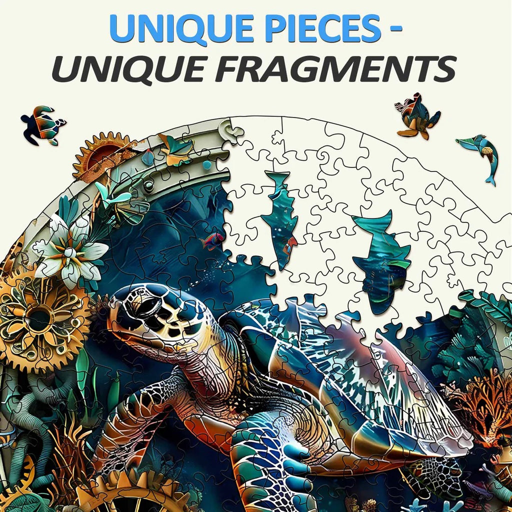 Puzzle en bois fantaisiste - Tortue en relief