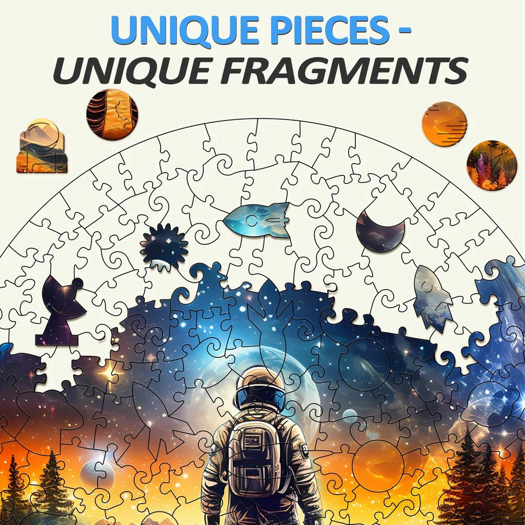 Whimsical Wooden Jigsaw Puzzle- Crystal Ball Astronaut