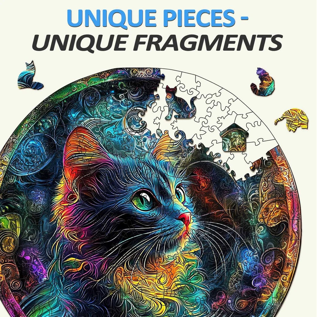 Whimsical Wooden Jigsaw Puzzle- Acid cat