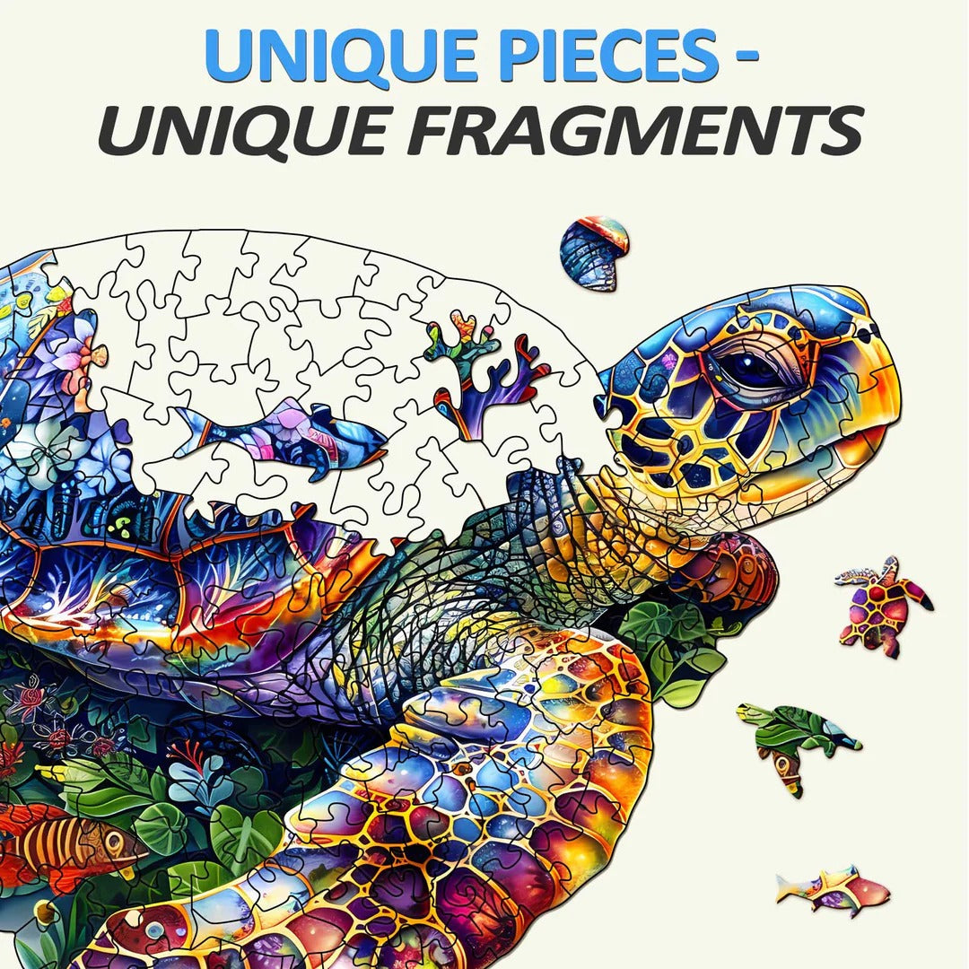 Whimsical Wooden Jigsaw Puzzle-unique turtle