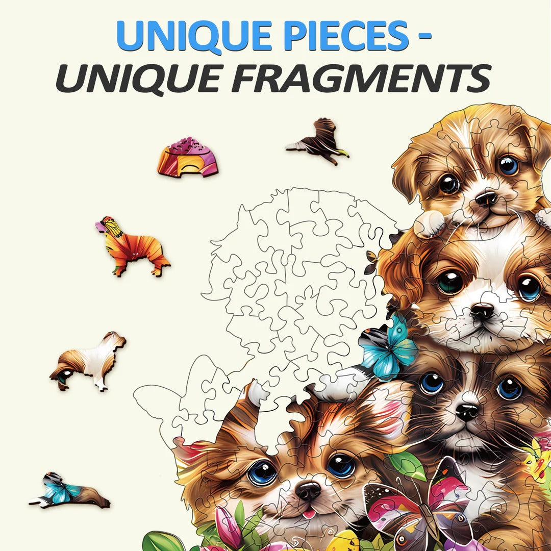 Whimsical Wooden Jigsaw Puzzle-Cute Dogs