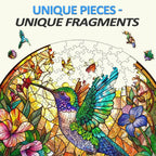 Whimsical Wooden Jigsaw Puzzle-Stained Glass Hummingbird
