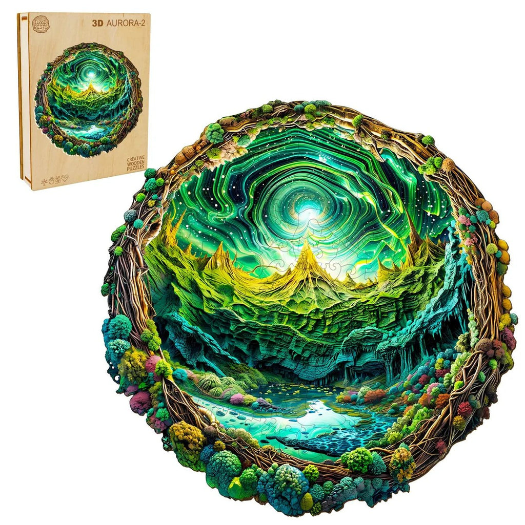 Whimsical Wooden Jigsaw Puzzle- 3D aurora-2