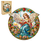 Whimsical Wooden Jigsaw Puzzle-Angelic Garden