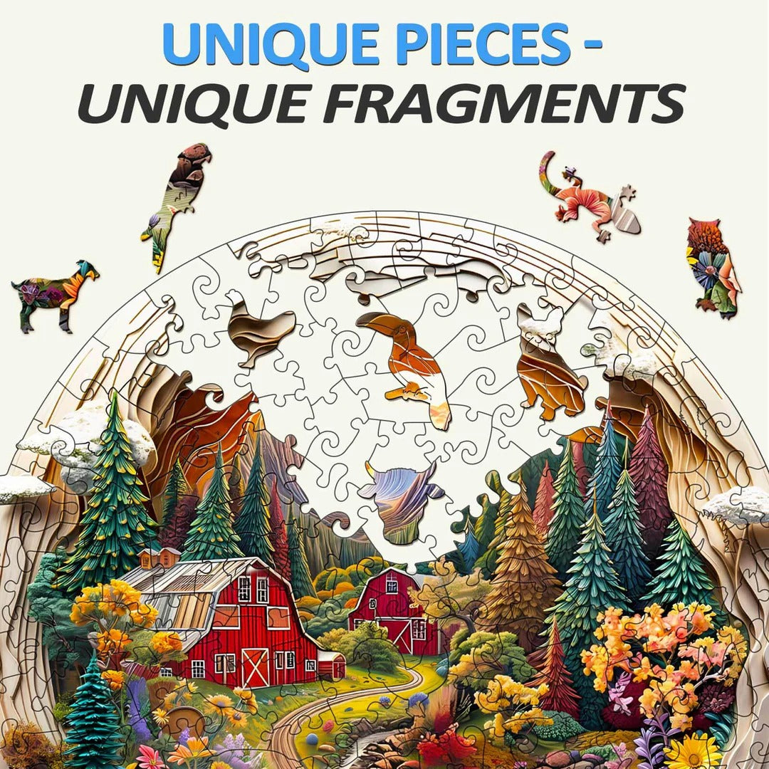 Whimsical Wooden Jigsaw Puzzle- 3D farm