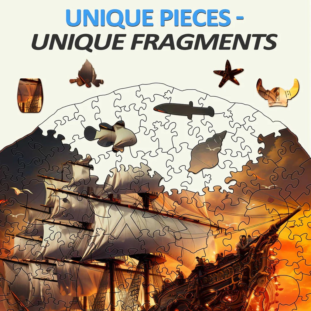 Whimsical Wooden Jigsaw Puzzle-Sailboat at sunse