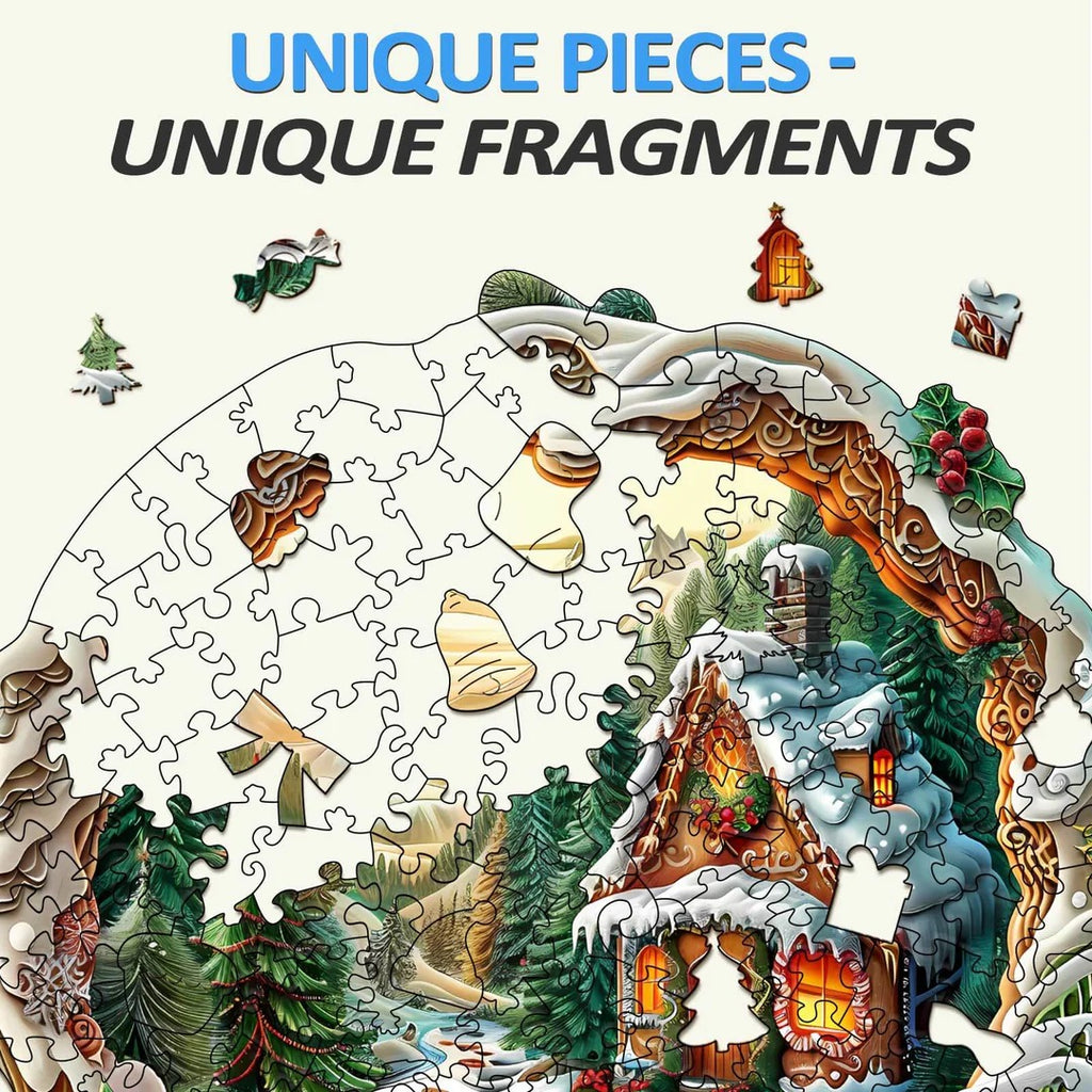 Whimsical Wooden Jigsaw Puzzle- 3D Christmas House - 1