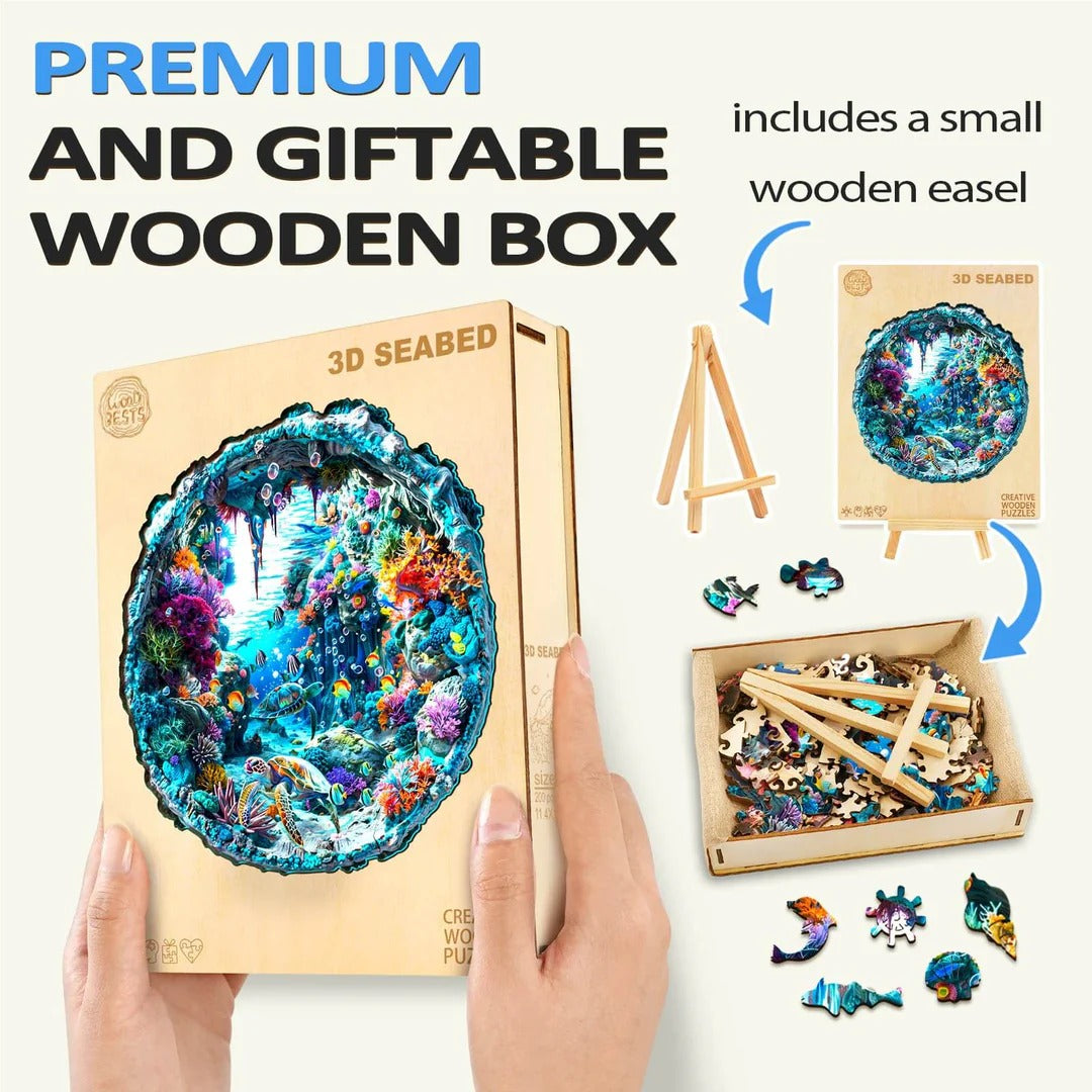 Whimsical Wooden Jigsaw Puzzle- 3D seabed