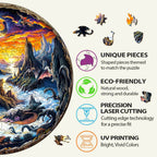 Skurriles Holz-Puzzle - 3D-Fantasy-Welt