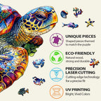 Whimsical Wooden Jigsaw Puzzle-unique turtle