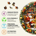 Whimsical Wooden Jigsaw Puzzle-Fireside Santa