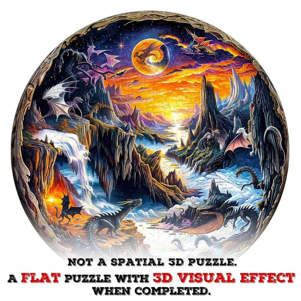 Skurriles Holz-Puzzle - 3D-Fantasy-Welt
