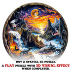 Skurriles Holz-Puzzle - 3D-Fantasy-Welt