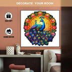 Whimsical Wooden Jigsaw Puzzle- peacock family